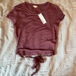 *NEW w/ tags* Garage Purple Cropped Tie Short Sleeve Shirt - Size XS